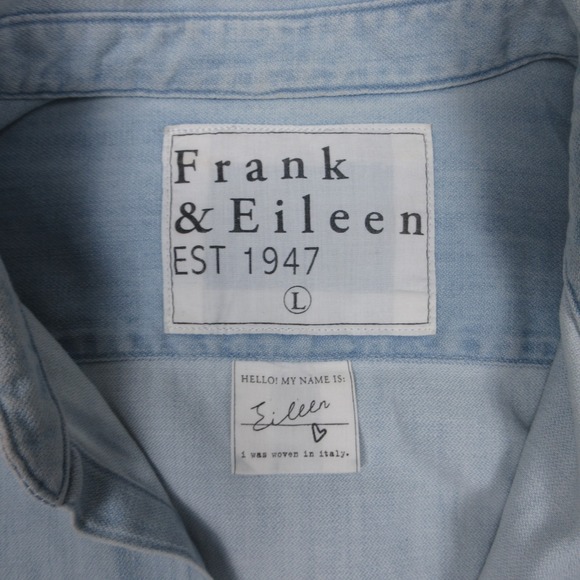 Frank & Eileen Shirt Womens Large Blue Denim Chambray Famous Eileen Button Up - Picture 3 of 9